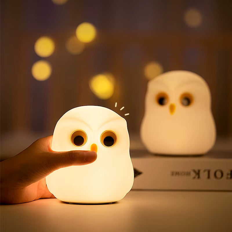 Owl Night Light Cute Silicone Night Lamp Rechargeable RGB Ambience Lamp Room Decoration Funny Animal Children Night Light Gift