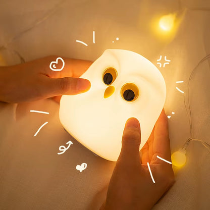 Owl Night Light Cute Silicone Night Lamp Rechargeable RGB Ambience Lamp Room Decoration Funny Animal Children Night Light Gift