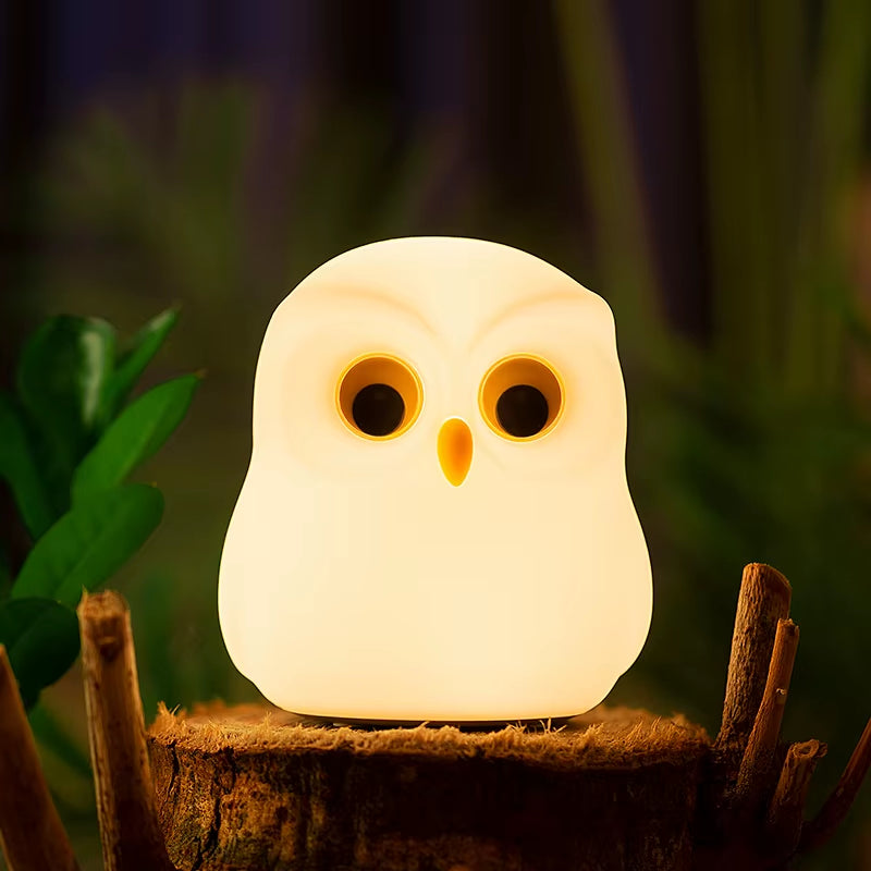 Owl Night Light Cute Silicone Night Lamp Rechargeable RGB Ambience Lamp Room Decoration Funny Animal Children Night Light Gift