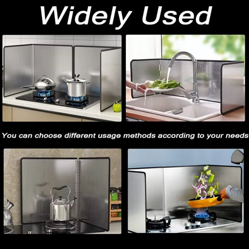 Splatter Guard,Foldable Stainless Steel Oil Splatter Screens for Frying,Oil Splash Insulation Board,Nonstick Oil Splatter Guard